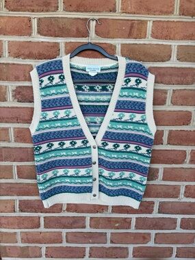 Fair Isle knit Button-Front Sweater Vest - Women's